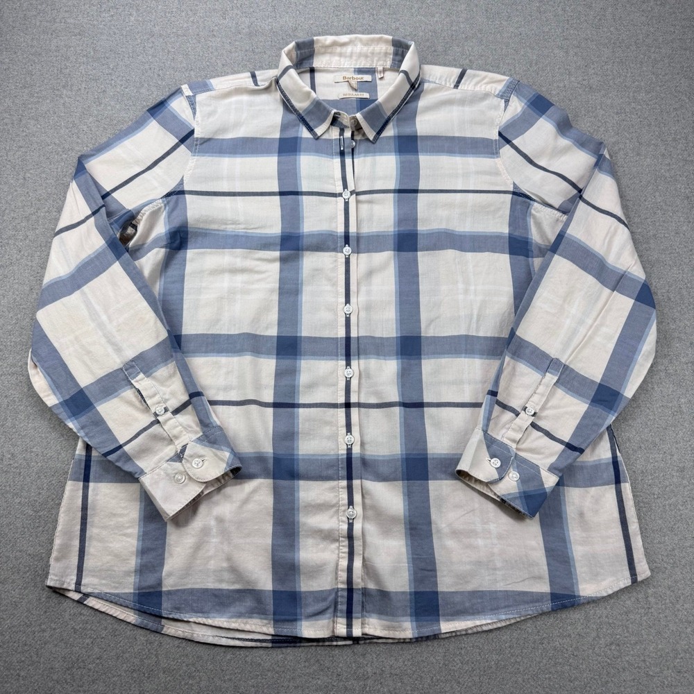 Barbour Bredon Plaid Button Down Long Sleeve Shirt Regular Fit Womens USA‎ 12